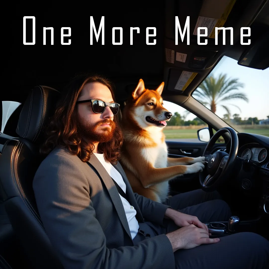 Rito in a car driven by a Shiba Inu with a One More Meme caption.